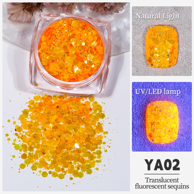BOJUN YA02 | Translucent Fluorescent Glow In The Dark Neon Sequins